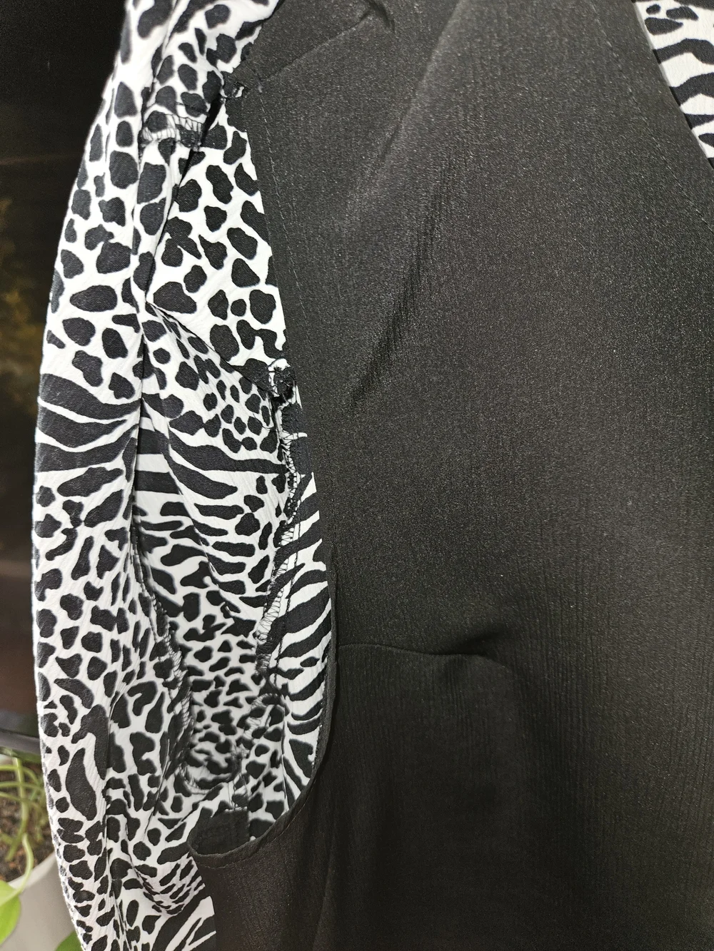 Notations Black & White Animal Print Button Down Two-fer Shirt - Picture 3 of 3